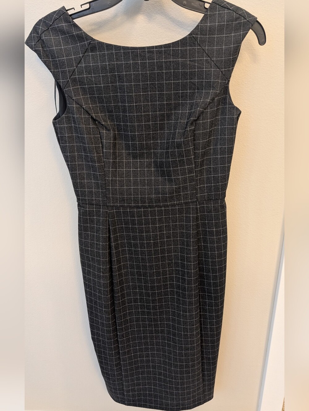 NWT Banana Republic Charcoal Gray Plaid Midi Dress